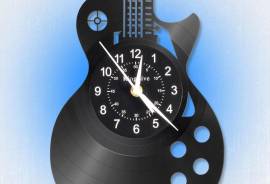 Music Wall Clock, Guitar Vinyl Wall Clock12”(30cm) 7 Kinds of LED Color Art Night Light Home Decor Music Instrument Wall Clock,Gift for Men