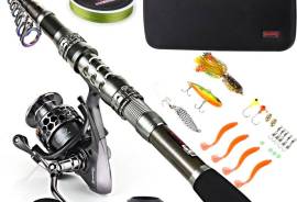 Sougayilang Fishing Rod Combos with Telescopic Fishing Pole Spinning Reels Fishing Carrier Bag for Travel Saltwater Freshwater Fishing